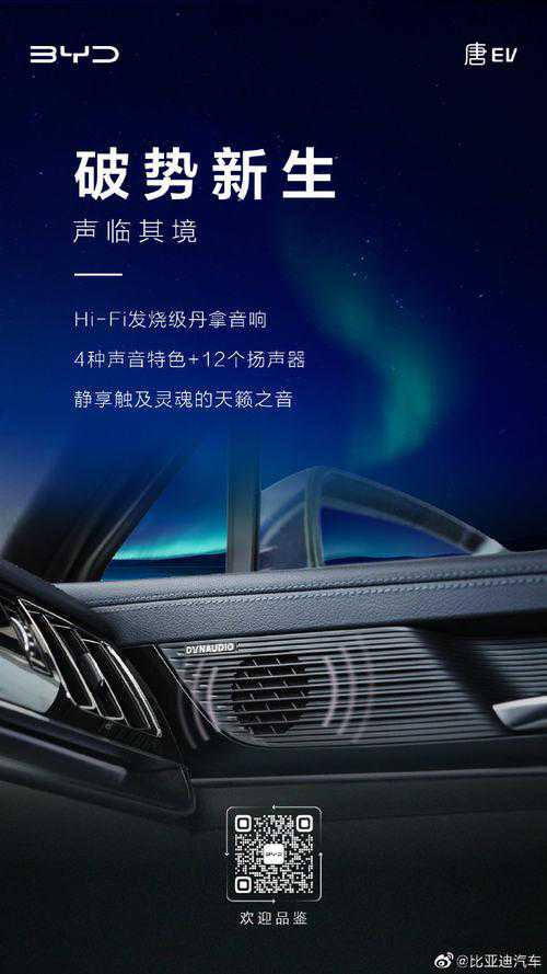 比亚迪2022款唐EV将搭配丹拿音响，扬声器12个